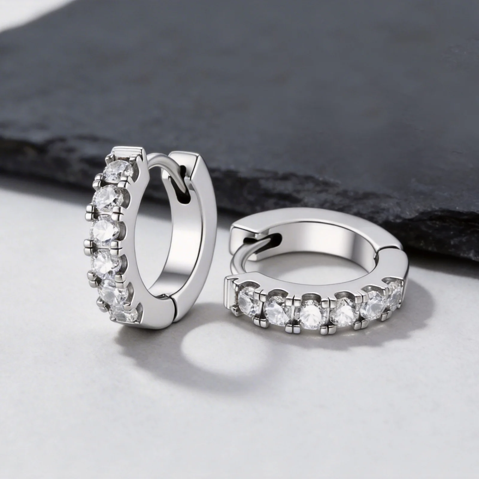 CZ Huggie Hoop Earrings for Women, Tiny Cartilage Hoops Sparkling Cubic Zirconic Simple Stacking Earrings for Multiple Piercings