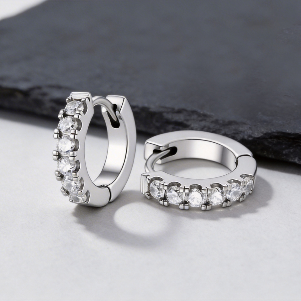  CZ Huggie Hoop Earrings for Women, Tiny Cartilage Hoops Sparkling Cubic Zirconic Simple Stacking Earrings for Multiple Piercings 
