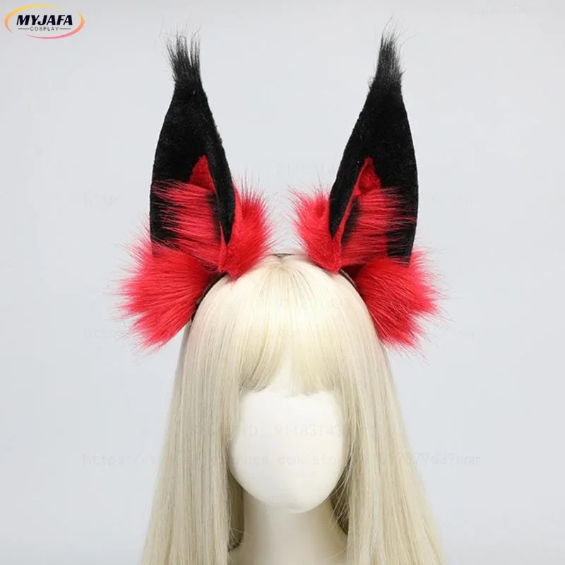 High Quality Alastor Cosplay Wig Red Black Heat Resistant Synthetic Hair Anime Cosplay Wigs + Wig Cap image 5