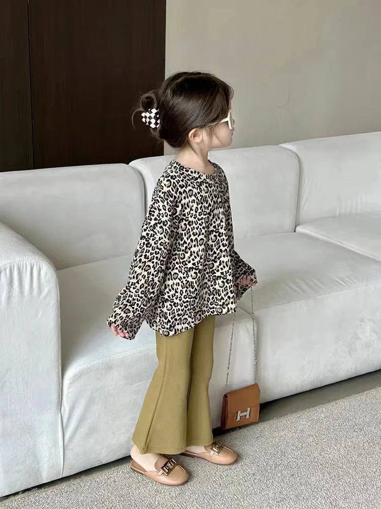 Children\'s Clothing Sets Leopard Print Long Sleeve Top + Bell Bottoms 2pcs Sets Kids Clothes Girls Clothes Setn 3 To 7 Years