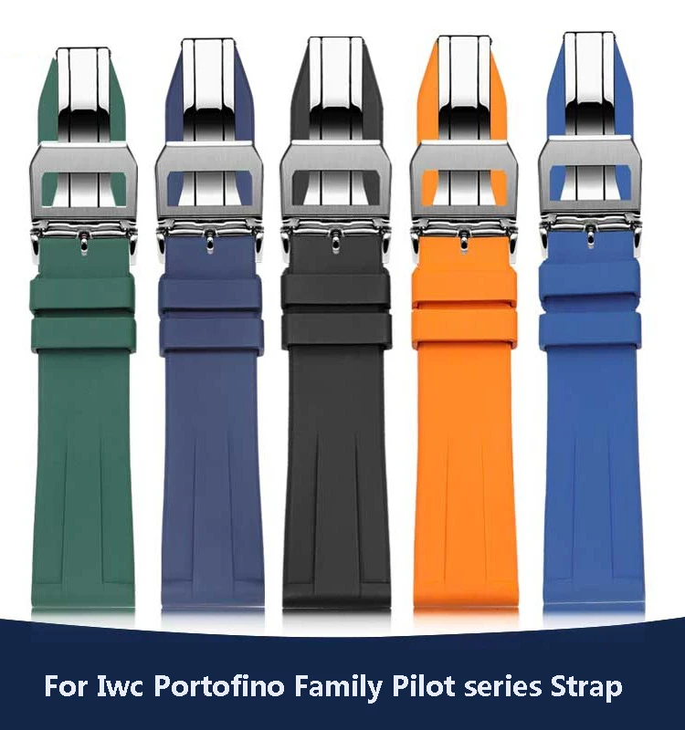 High quality Fluororubber Watch Strap for Iwc Portugieser Pilot's Schaffhausen 18 Portuguese Timing Series Watchband 20mm 22mm