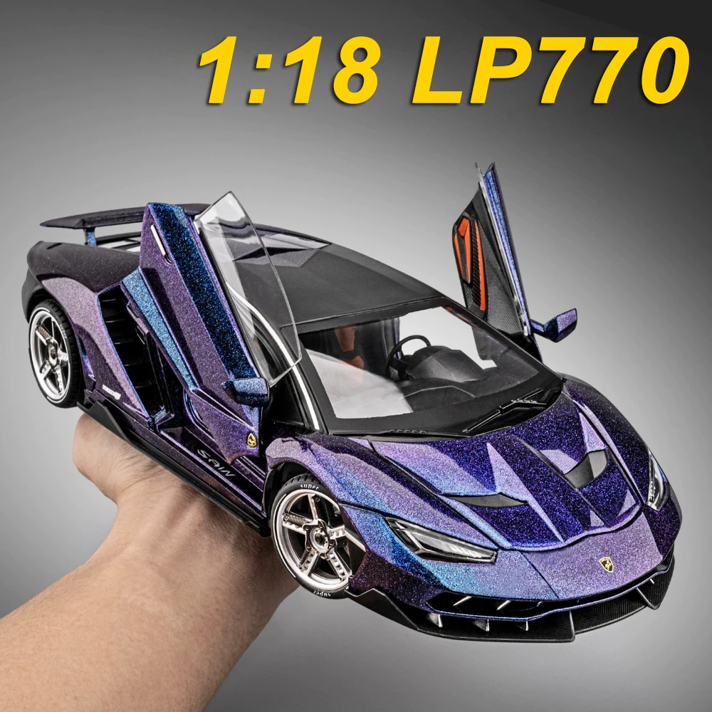 1:18 Lambor LP770 SVJ63 Alloy Models Diecast Toys Sports Cars Light Music Miniature Car Wheel Pull Back Vehicle Child Adult Gift