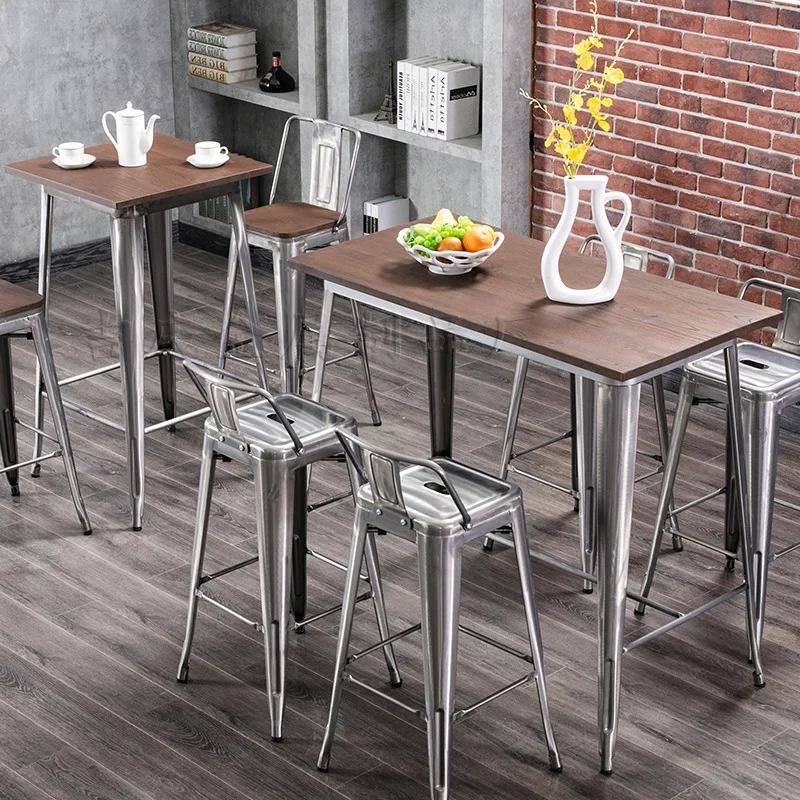 Iron Bar Table Cafe Metal Wall Steel Balcony Outdoor Tall  Simple