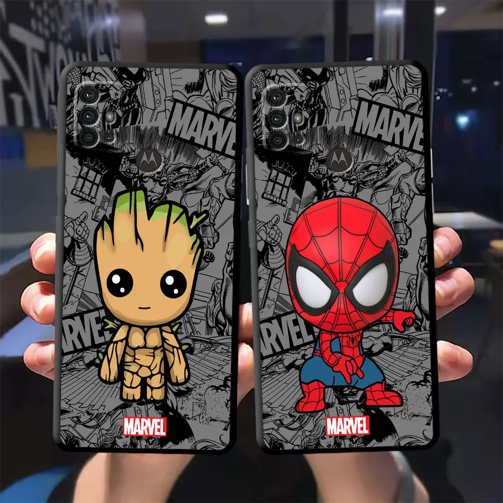 Cartoon Marvel Groot Spiderman Custodia per Motorola Moto G22 G30 G71 G32 G52 G72 G51 G53 G73 G50 G200 5G G31 G60 G60s Copertura