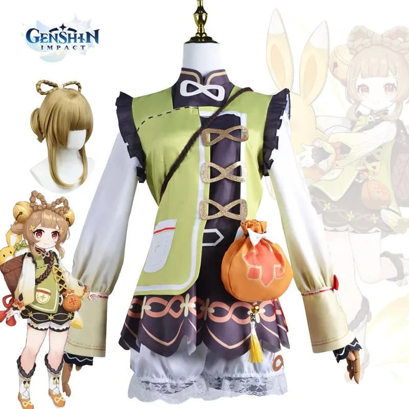 YaoYao Genshin Impact Cosplay disfraz Lolita vestido encantador uniforme peluca Halloween carnaval fiesta trajes juego de rol para niñas