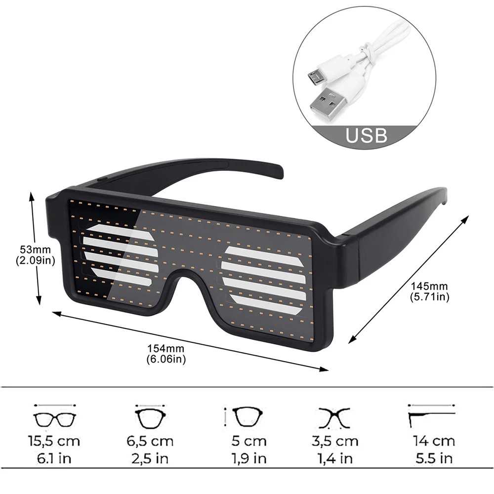 نظارات LED تضيء نظارات الحفلات الديناميكية المفضلة لمهرجان عيد الميلاد USB قابلة لإعادة الشحن LED نظارات وامضة متوهجة