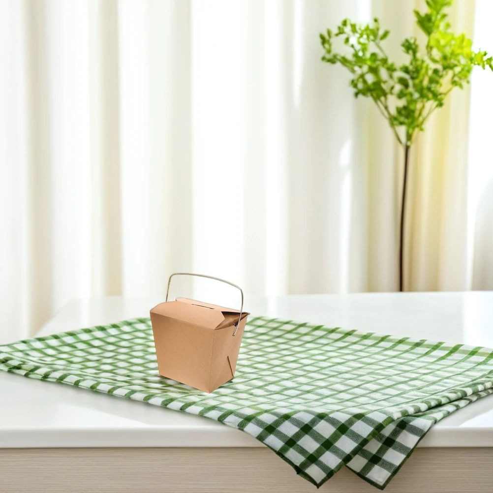 

50pcs Takeaway Food Box Paper Dessert Boxes Containers Burger Wrapping Chinese Takeout Handle Small Packaging Reliable
