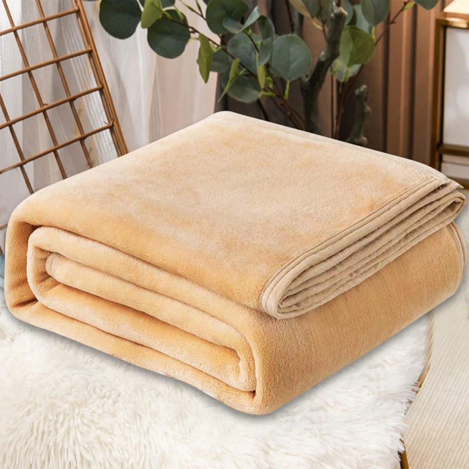 Coral Fleece Blankets For Beds Solid Soft Warm Thin Bedspread Sofa Cover Warm & Machine Washable Faux Fur Solid Blanket