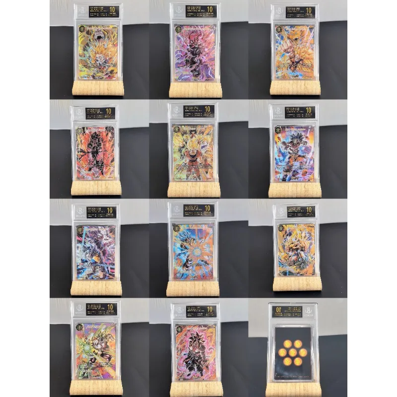Accesorios de juego de Anime Dragon Ball DIY Son Goku Ultra Instinct tarjeta Flash colorida clasificación en inglés colección de tarjetas juguetes regalos
