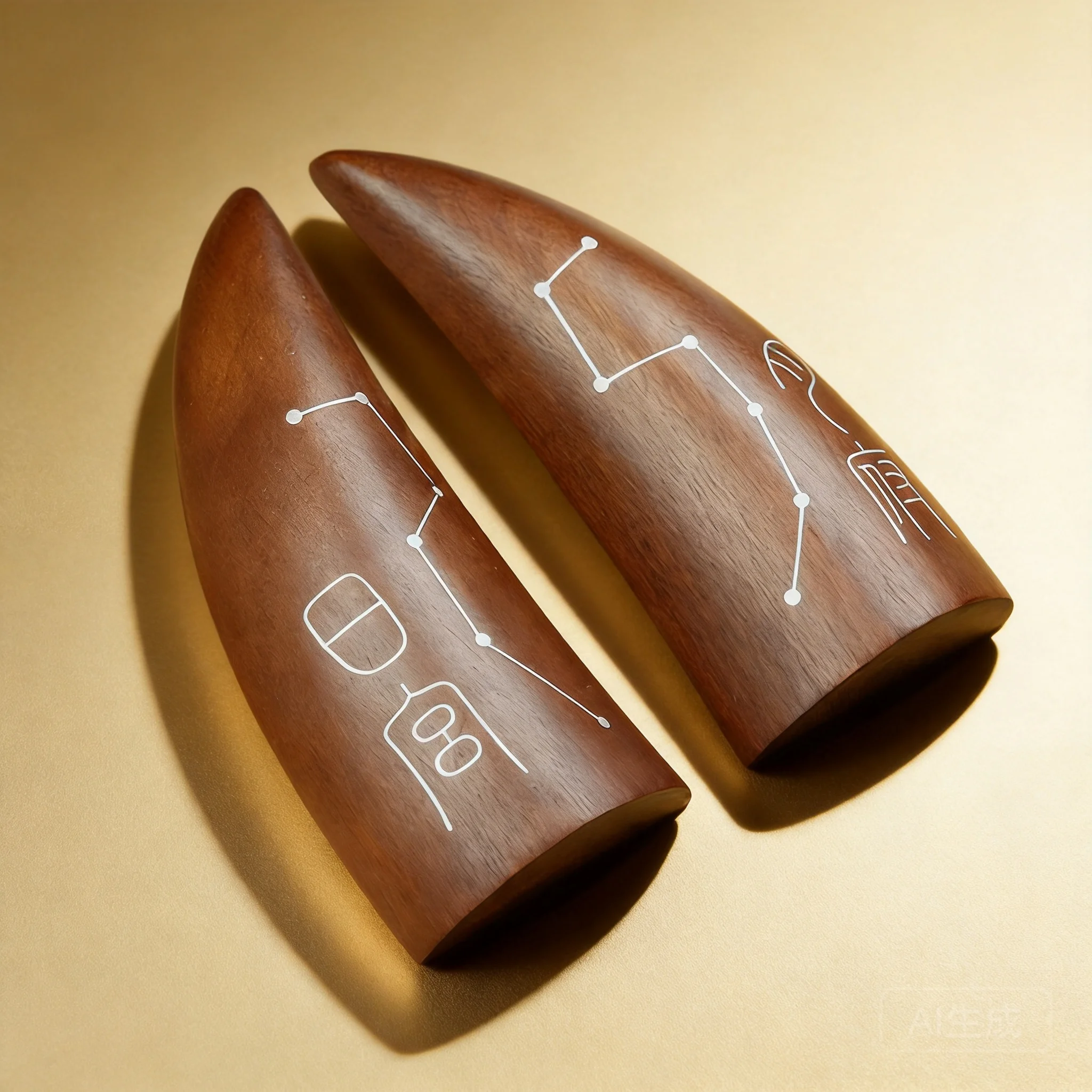 Herramienta de Adivinación del Santo Grial de Madera de Azufaifo Estilo Chino Tradicional, con Incrustaciones de Plata, Sol, Luna y Gran Osa, para la Buena Suerte y Bendición