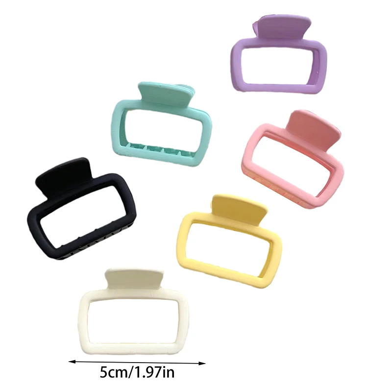 Plastic Haarklauw Clip Kleine Matte Kleur Uitgehold Vierkant Hart Geometrische Haai Clips Haarclip Vrouwen Haaraccessoires