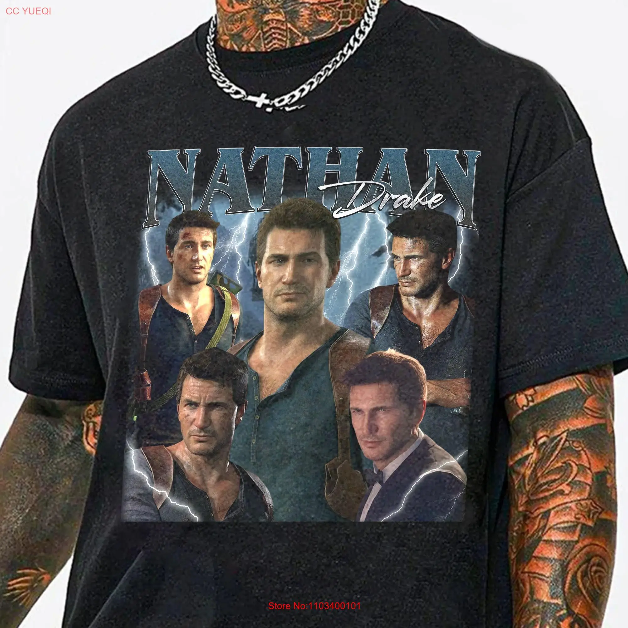 Limited Nathan Drake Uncharted Series Vintage T Shirt For Women and Man 90s long or short sleeves