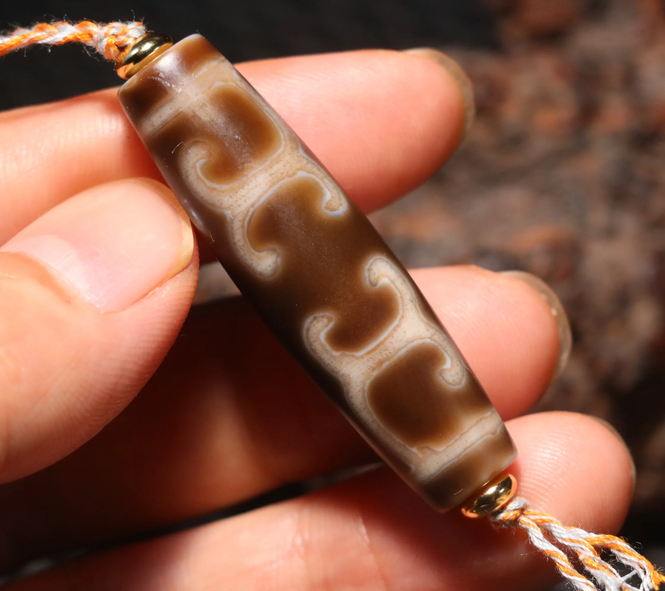 Magic Tibetan Old Agate 4 Ruyi As You Wish Little Flat Shape dZi Bead  Amulet For M Jewelry LKbrother Talisman UPS1216AQs