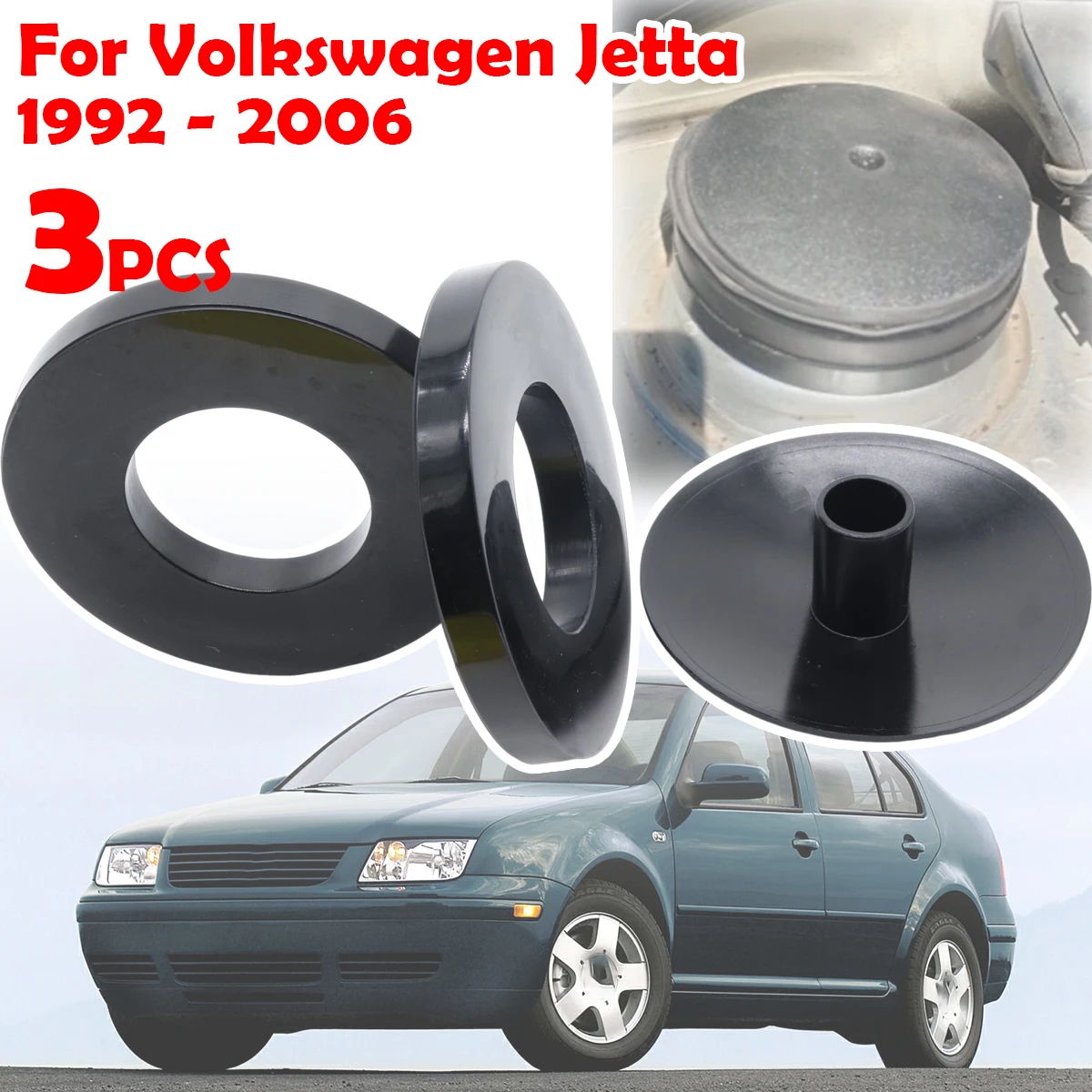 

3pcs Front Suspension Shock Absorber Mount Cover Cap For Volkswagen Jetta 1992 1993 - 2006 Strut Top Mount Rubber Ring Bushing