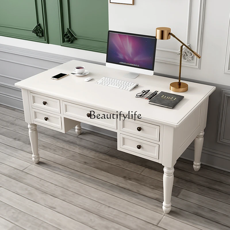 مكتب أمريكي فاخر من خشب الرماد والخشب الصلب بخمسة مكتب ضخ مكتب كتابة مكتب أوروبي فاخر خفيف 1.4 متر