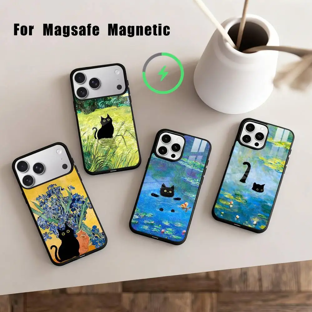 

Matisse Monet Black Cat Funny Art Phone Case For iPhone17,16,15,14,13,12,11 Plus,Pro Max Magnetic For Magsafe Wireless Charging