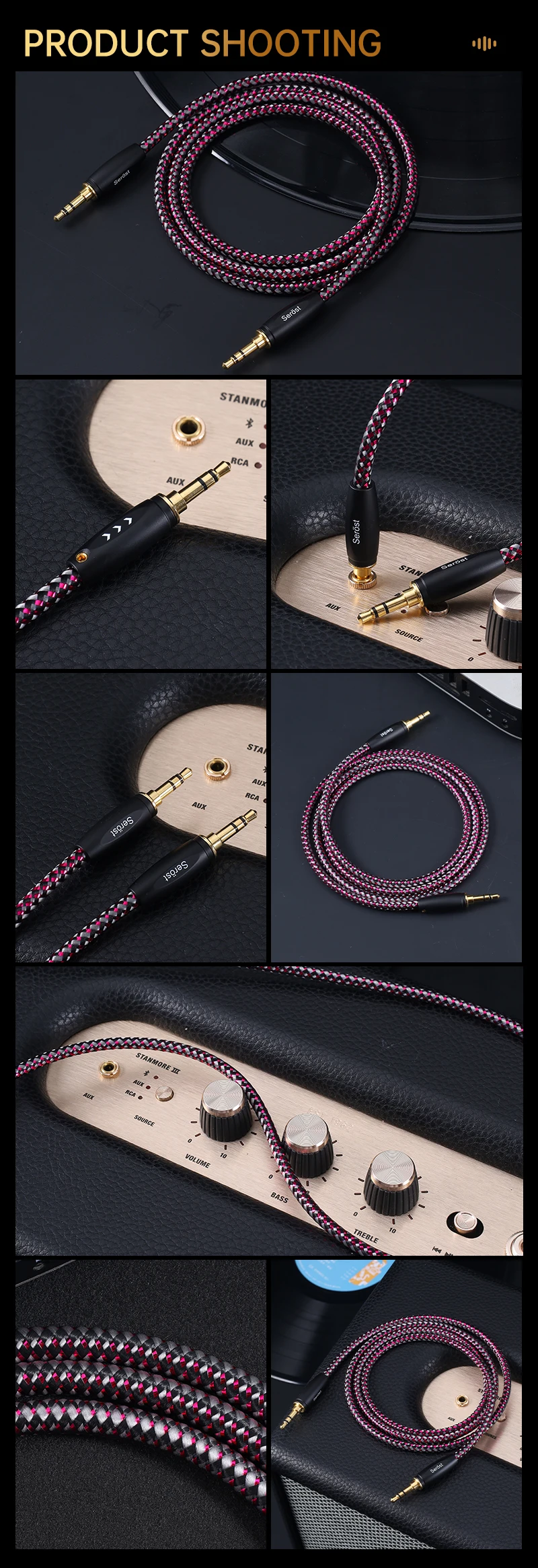 Serost Moon HiFi 99,9999% reines OCC-Audiokabel 3,5mm auf 3,5mm AUX-Kabel für Auto-Audio-Musikplayer, Kopfhörer, Lautsprecher, DAC, DSP – Detail 9