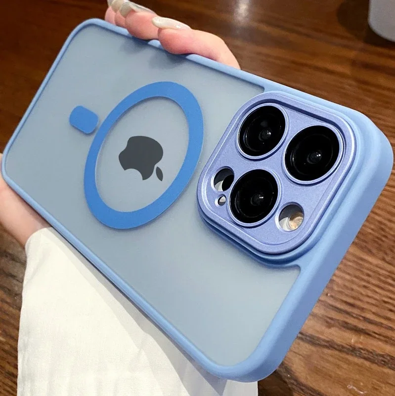 Luxuriöse, durchscheinende, magnetische, matte Hülle für iPhone 18 17 16 15 14 13 12 11 Pro Max, kompatibel mit MagSafe, kabelloses Laden, stoßfeste Schutzhülle