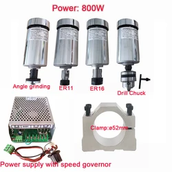 800W DC Spindle Motor ER11 ER16 Chuck Diameter 52MM Clamp Power Supply For DIY CNC Router Machine