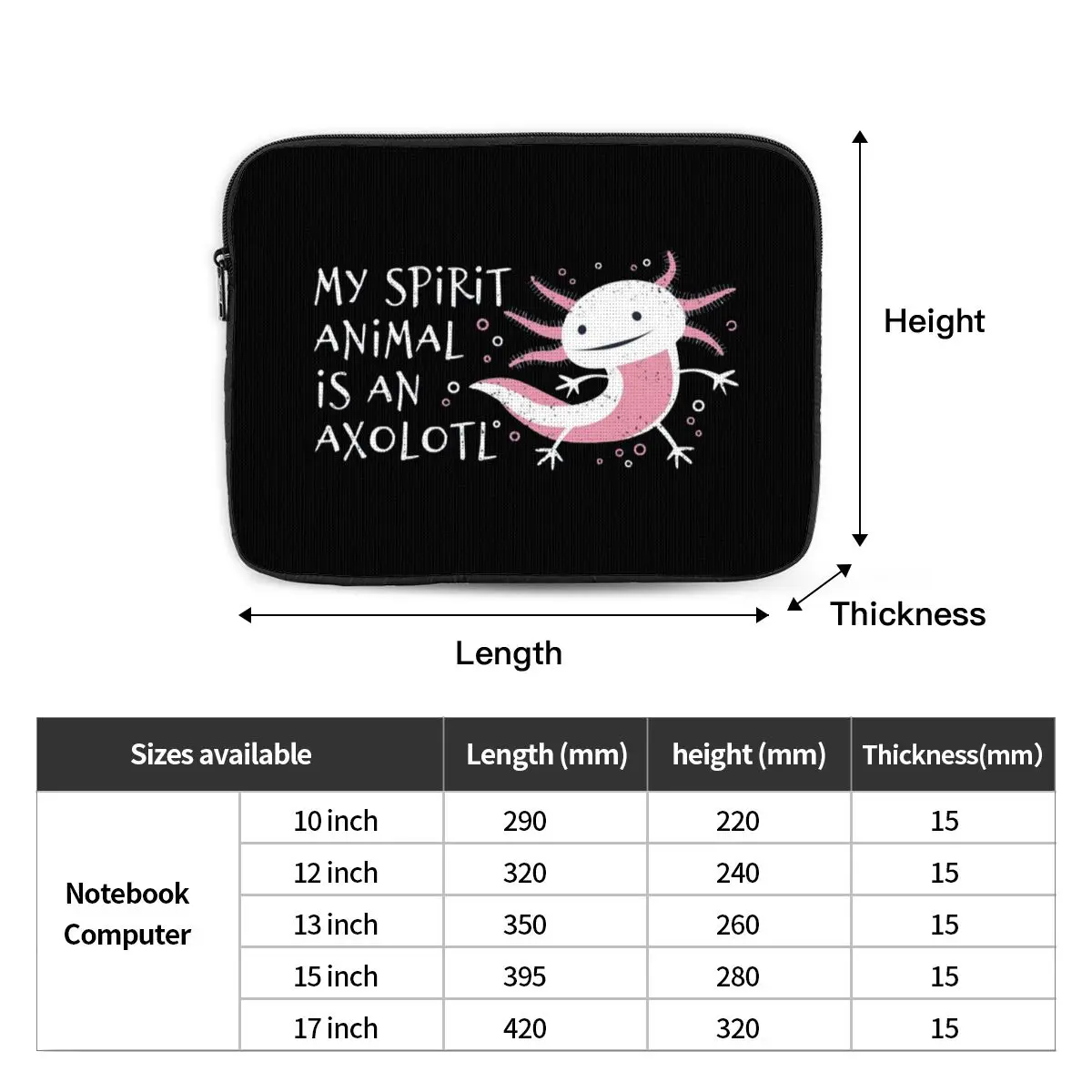 Cute Amphibian - My Spirit Animal Is An Axolotl Notebook Laptop Bag 10 12 13 15 17 Inch NotebookTablet Shockproof Case Bag