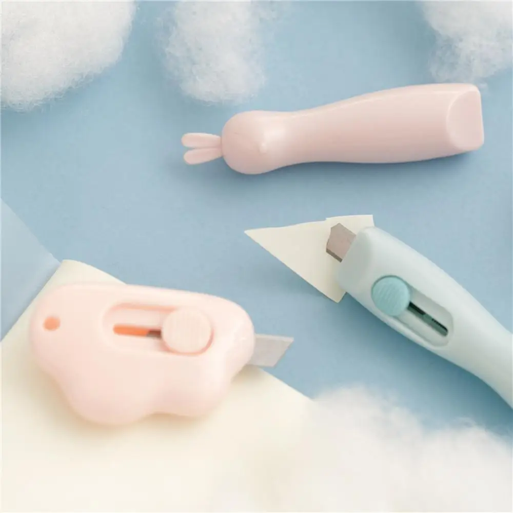 Cute Rabbit Cloud Color Mini Portable Utility Knife Paper Cutter Cutting Paper Razor Blade Office Stationery Cutting Supplies