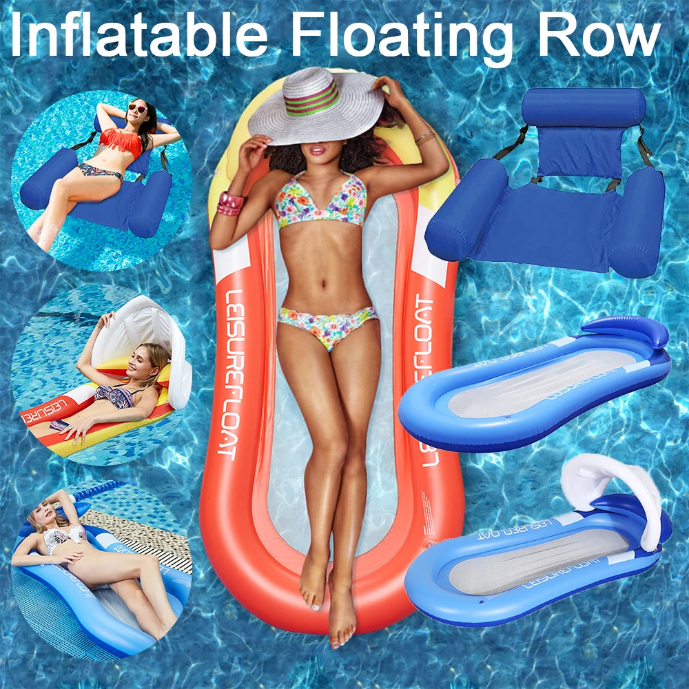 Outdoor Foldable Water Hammock Inflatable Floating Row PVC Summer Air Mattresses Swimming Pool Lounge Chair Water Sleeping Bed