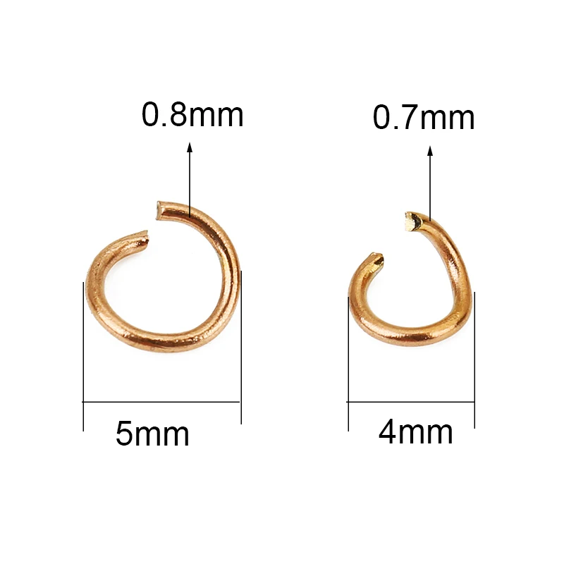 100pcs Rose Gold Plated Stainless Steel Open Jump rings 3 4 5 6 mm PVD Never Fade Split Rings Connectors For Diy Jewelry Making view 2