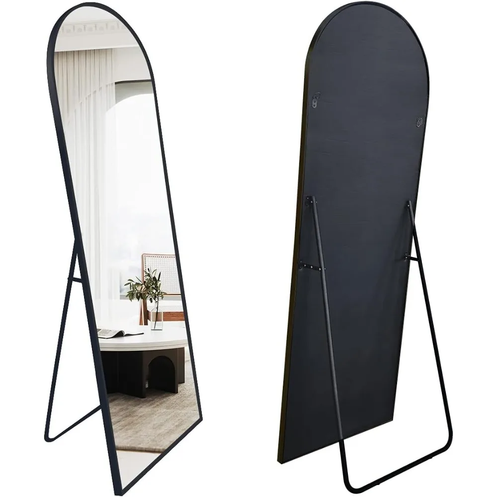 Floor Mirror Full Length,  Mirror Hanging or Leaning, Standing Mirror, Body Mirror,   Frame for Bedroom Living Room (Black)