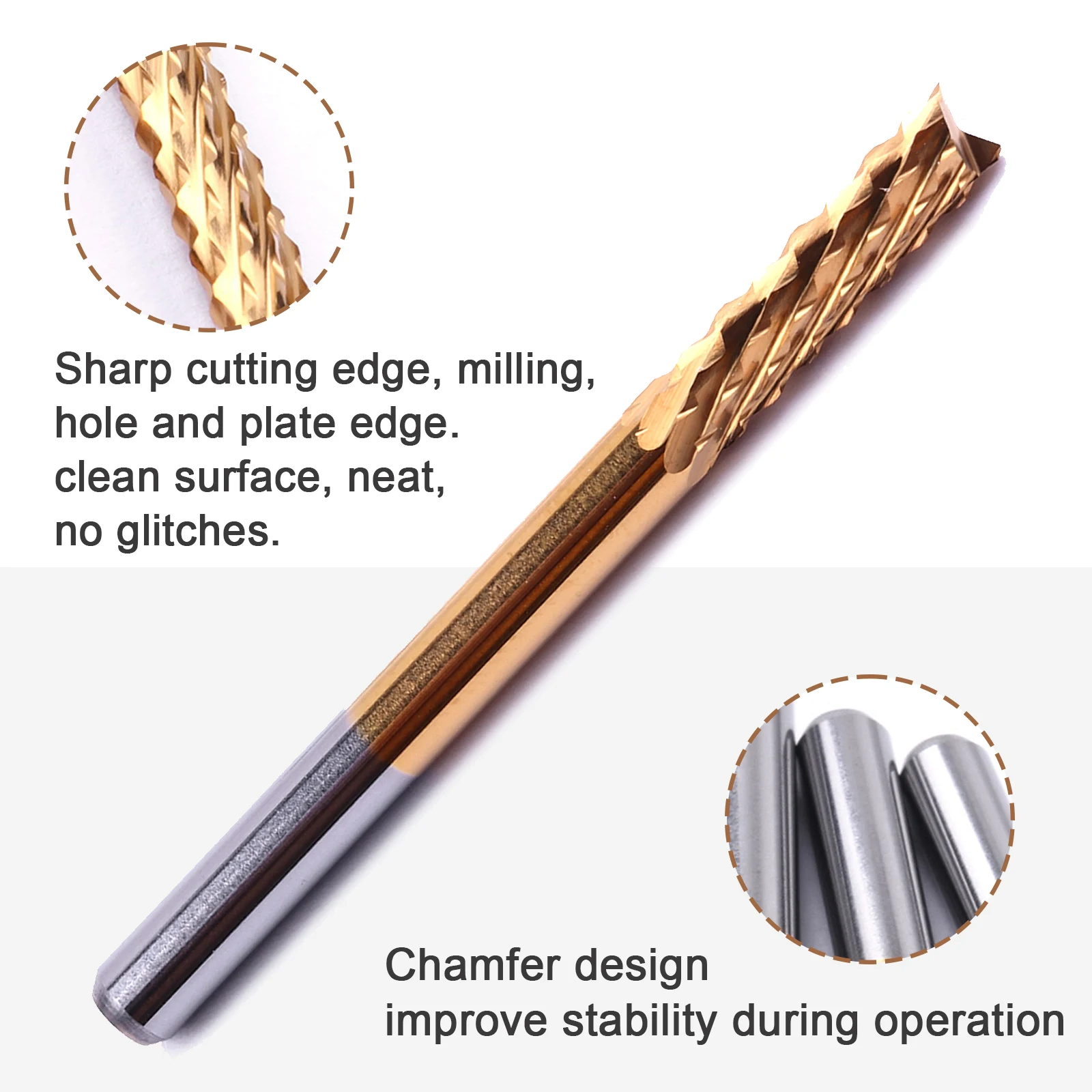 5PCS 3.175mm/1.0mm End Mill Tool 3.175mm Shank TiN Coating Corn End Mill Cutter Milling Cutter Bit For PVC PCB CNC Router Bits