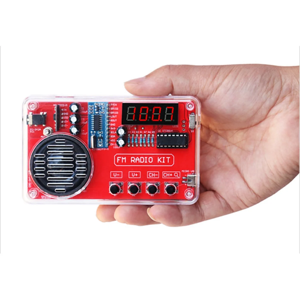 FM Radio DIY Kit Electronic Assembly Soldering Practice Kit 50-108 MHz Receiver with LCD Display-Sunrise