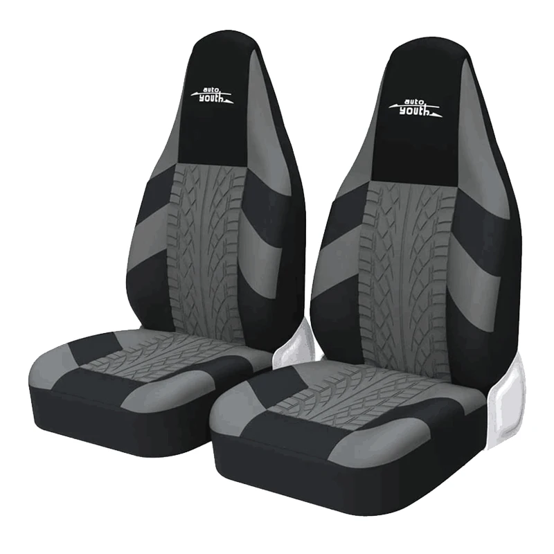 AUTOYOUTH 2PC Pokrowce na fotele samochodowe Bucket Gray Tire Style Dla INSIGNIA A (G09) Dla POLO (6R1, 6C1) Dla A4 B7(8EC) Dla LAGUNA II