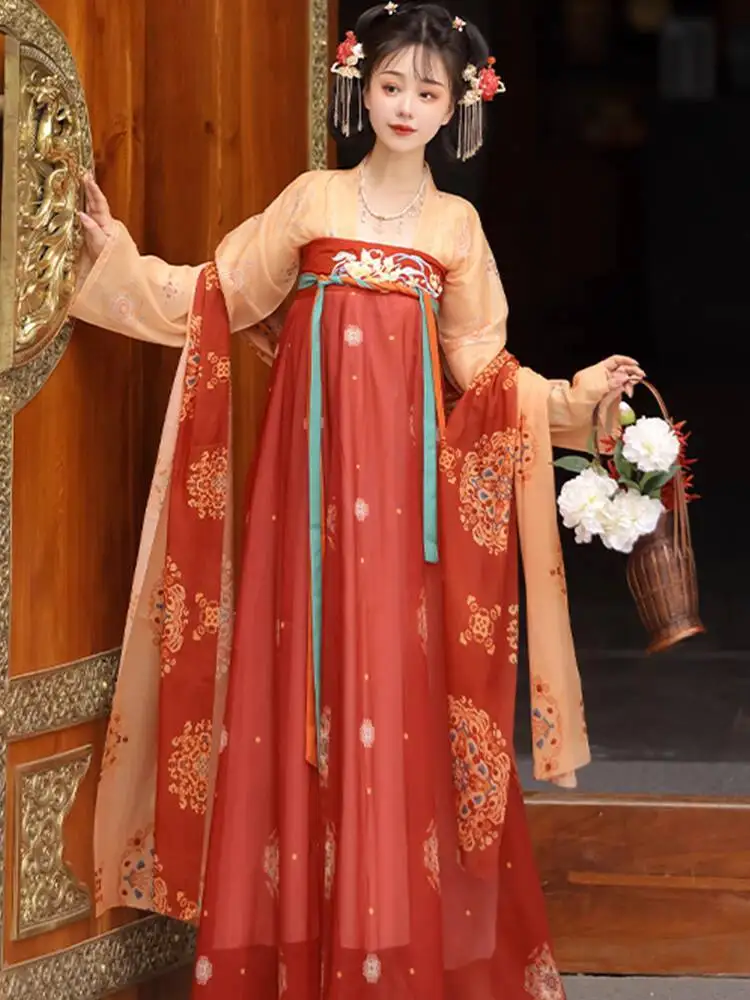 จีนโบราณ Hanfu ผู้หญิง one-piece เย็บปักถักร้อยฟื้นฟูหวานและน่ารัก Hanfu คอสเพลย์ปาร์ตี้เครื่องแต่งกาย