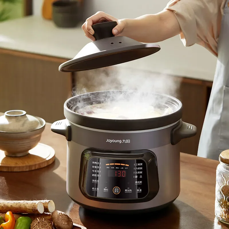 Jويونغ-حساء كهربائي ، أواني طهي حساء كهربائية ، سعة كبيرة ، توقيت صحي منزلي ، أجهزة توقيت ، 5 لتر