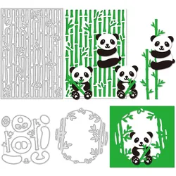 3Pcs Panda and Bamboo Metal Cutting Dies Oriental Animals Die Cuts for DIY Scrapbooking Wedding Birthday Valentine's Day Cards