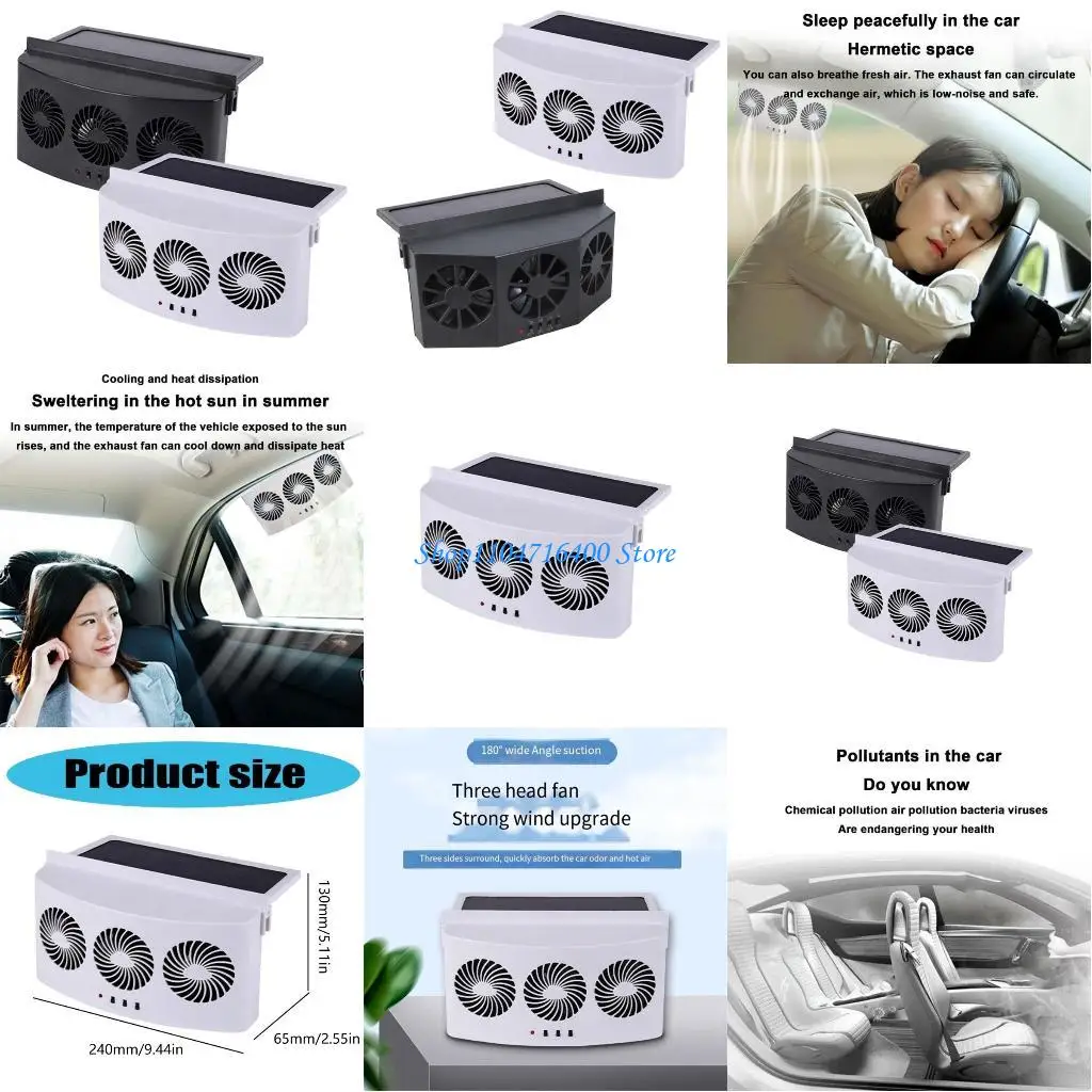 y1gd Solar Powered Vehicle Ventilation Cooler Exhaust Fan Air Summer Cooling Fan Radiator Ventilator Car Interior Accessories