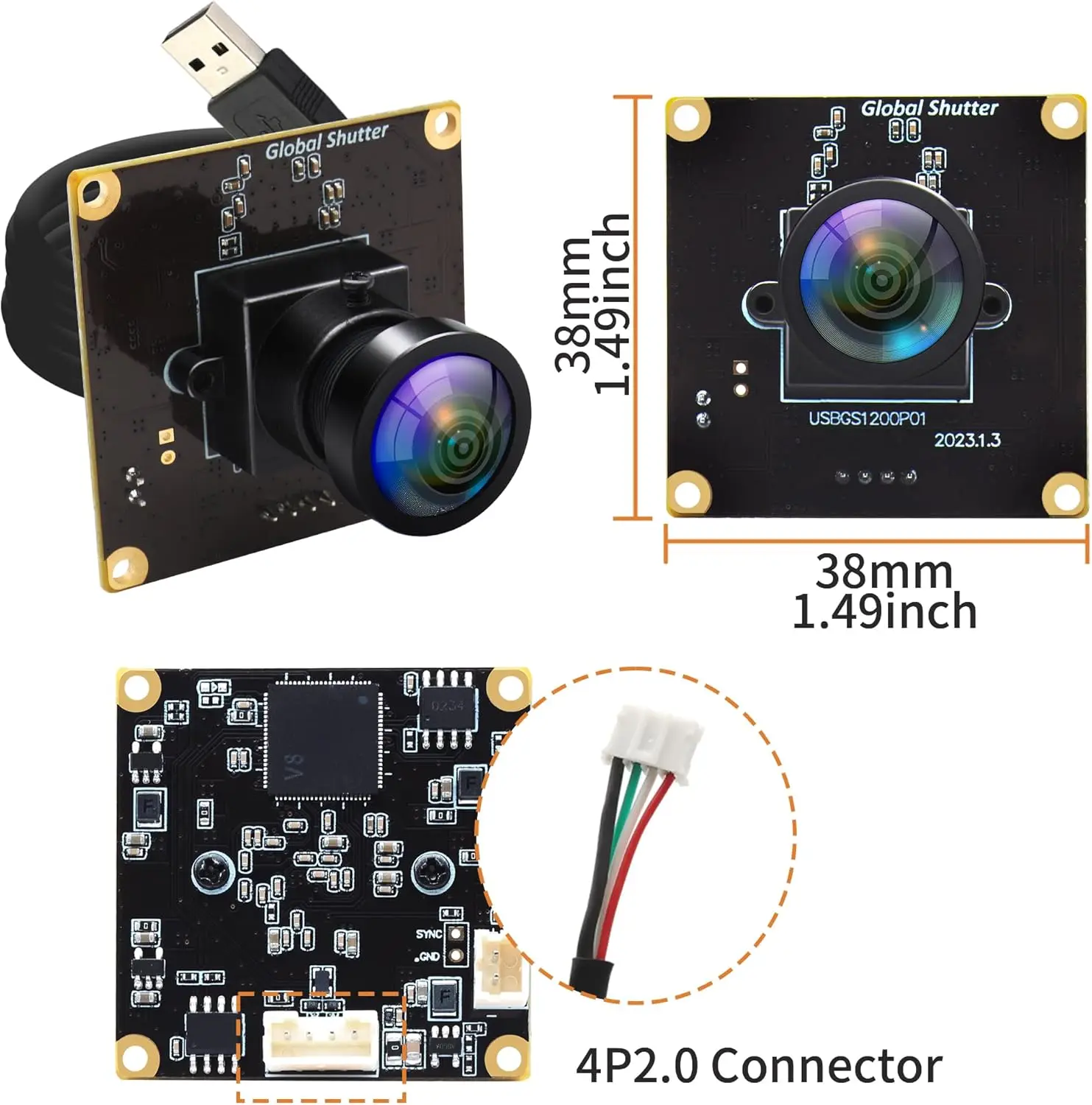 ELP 1200P 90fps obturateur Global USB Module de caméra Full HD 1080P grand Angle Webcam Golf Swing caméra pour Raspberry Pi ordinateur portable