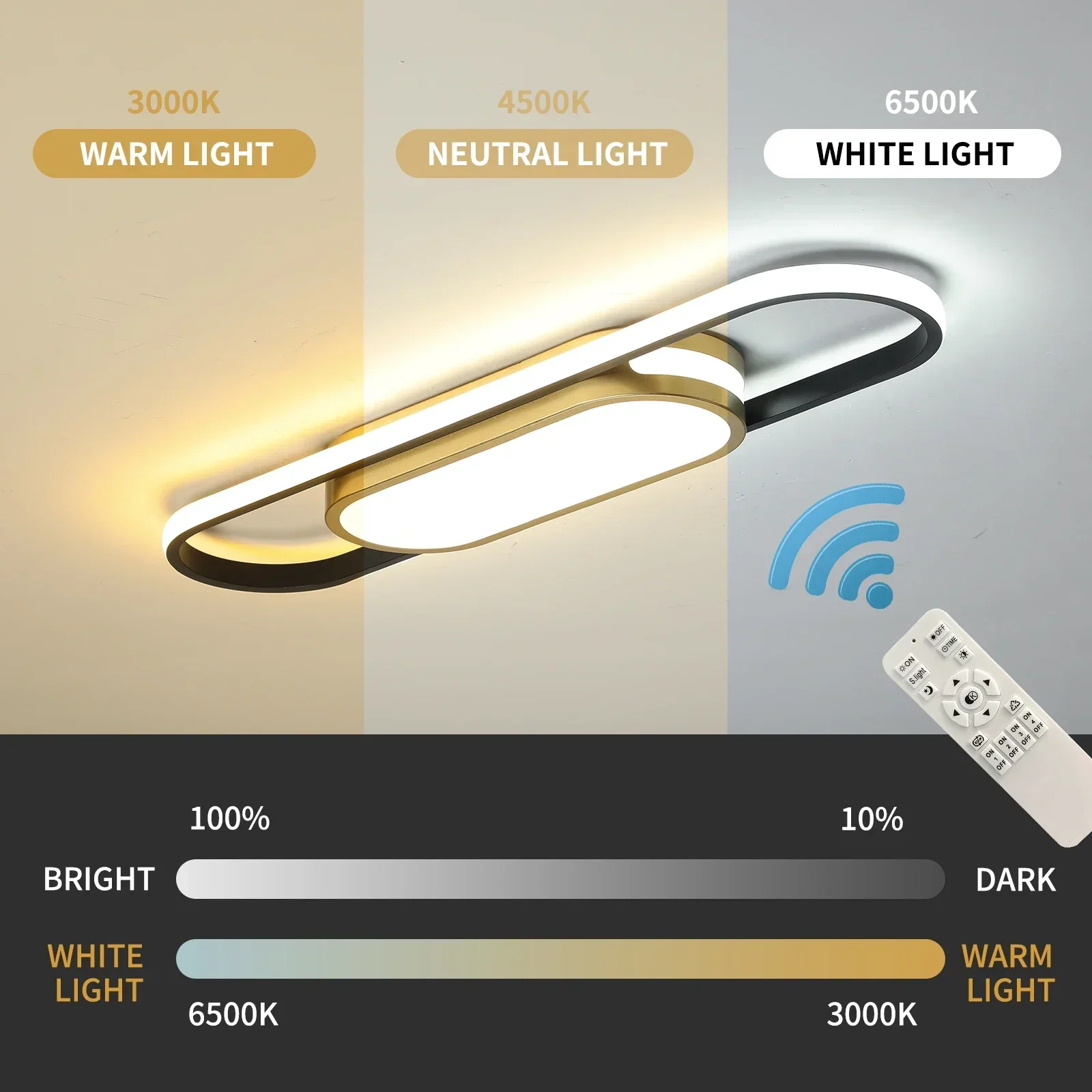 70CM/40W LED Ceiling Lights Dimmable Modern Flush Mount   Lamp with Remote Control  Acrylic Linear 2.3ft (3000-6500K)
