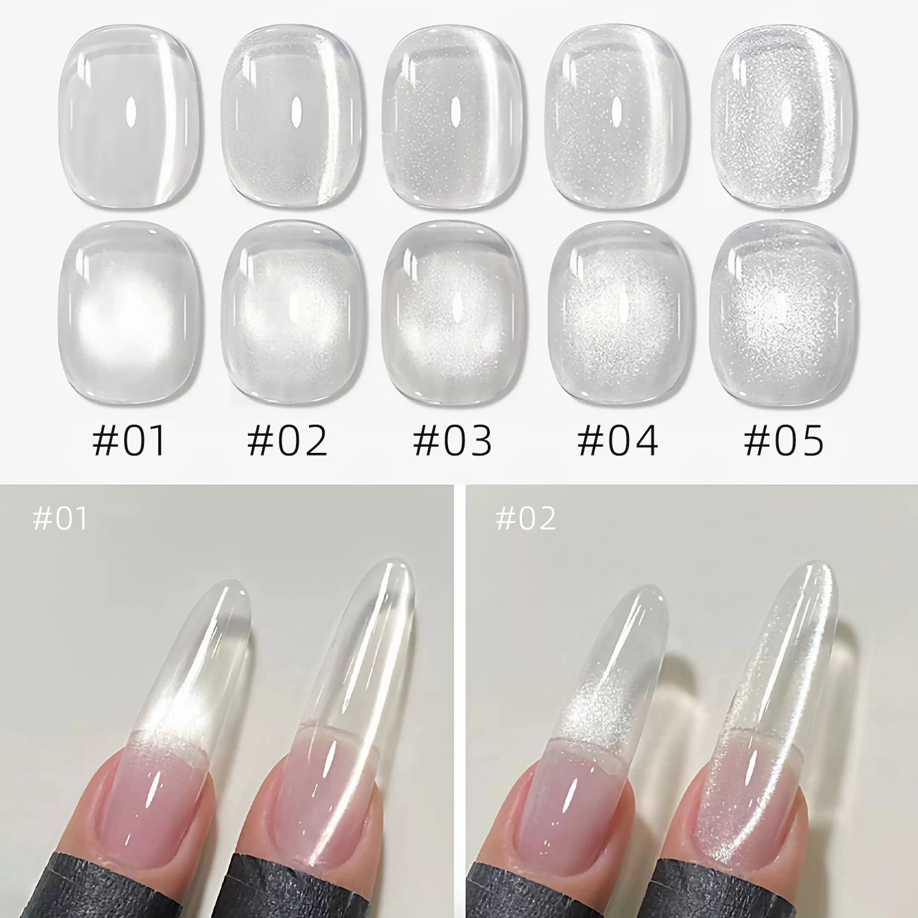 MIANEL 2026 White Nails Toe Selling  Clear Universal Glass Beads Cat Eye Gel Nail Polish Nail Art Nail Supplies UV Light Nails