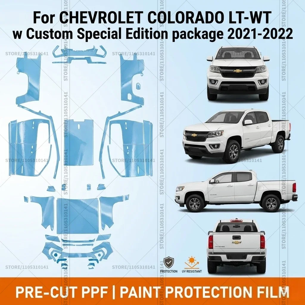 

Pre-Cut Paint Protection Film PPF Clear Bra Car Film For Chevrolet Colorado LT-WT w Custom Special Edition package 2021-2022