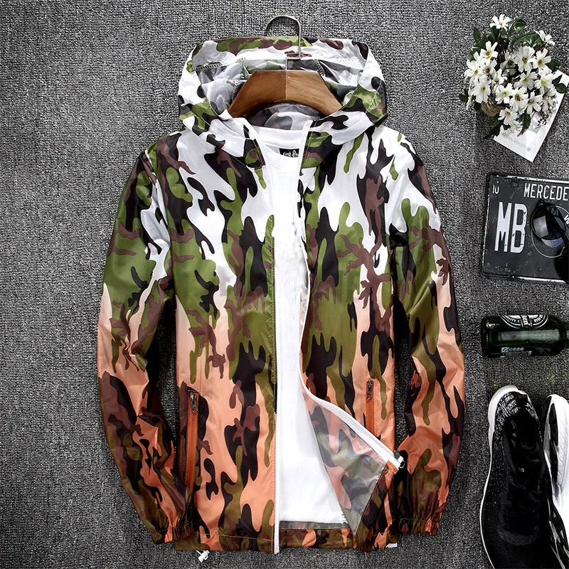 Men Women Running Sportswear Anti-Ultraviolet Beach Hooded Clothes Couple Jackets Camouflage Transparent Sunscreen Coat MY624