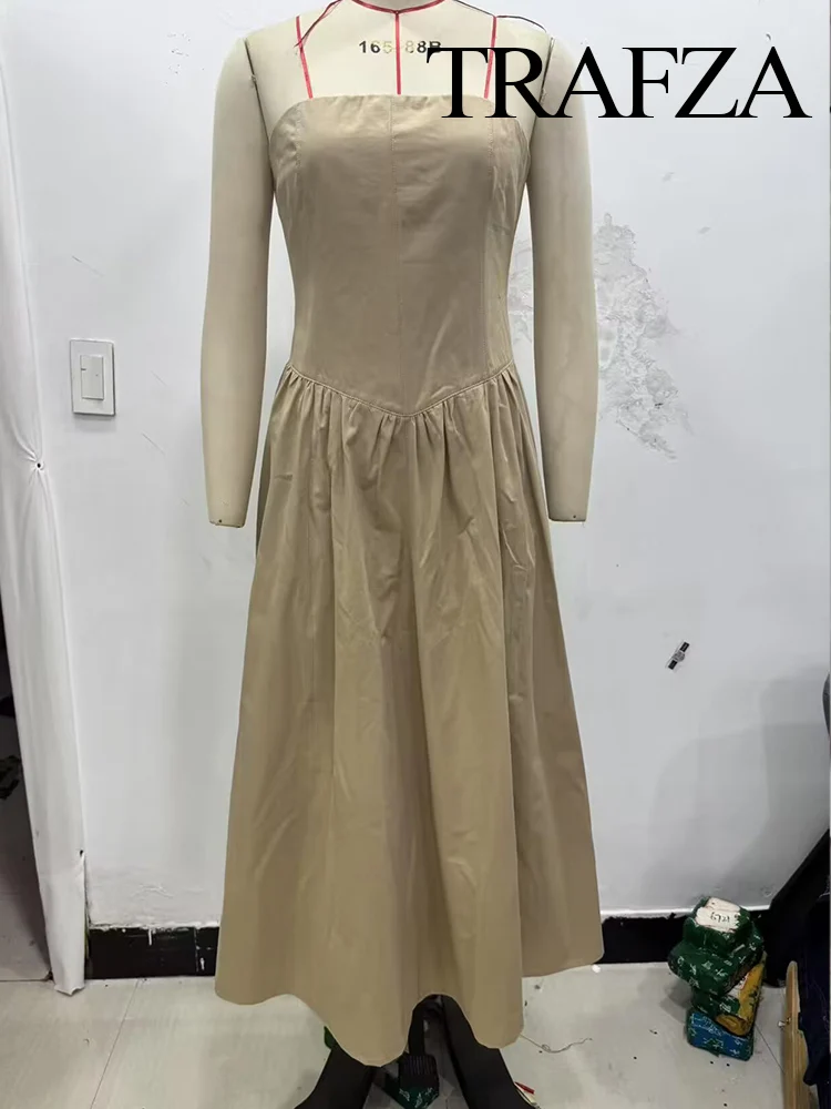 

HH Women's Summer Sexy Slim Long Dress Solid Strapless Backless Folds Zipper Female New Fashion Chic Sleeveless Dresses