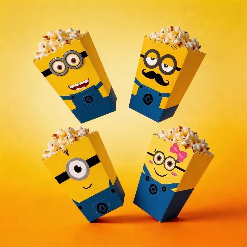 

New Cartoon Fashion Thief Daddy Minions Series Popcorn Chicken Rice Flower Box Snack Box Folding Bucket Candy Box Party Supplies