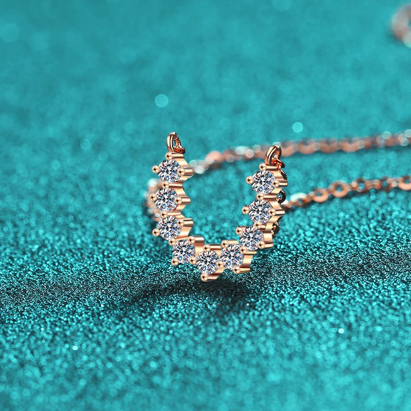 NeeTim All Moissanite Necklace Pendant S925 Sterling Silver with Gold Plated Necklaces and Pendants Necklaces for Women Jewelry