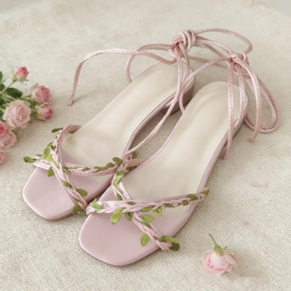 Women's Summer Sandals 2026 Strap on High Heeled Sandals European American Dance Festival Simulation Vine Party Women's Shoes