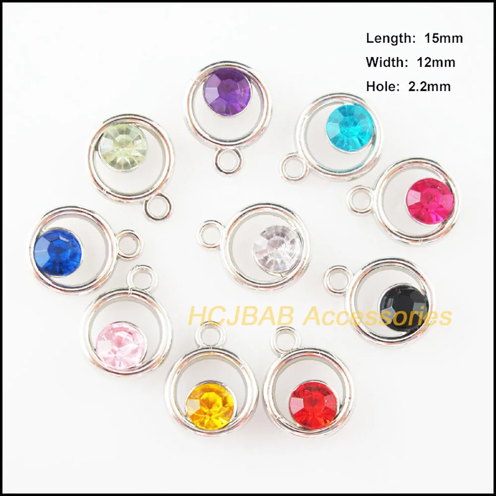 30Pcs Dull Silver Plated Charms Mixed Acrylic Pendants