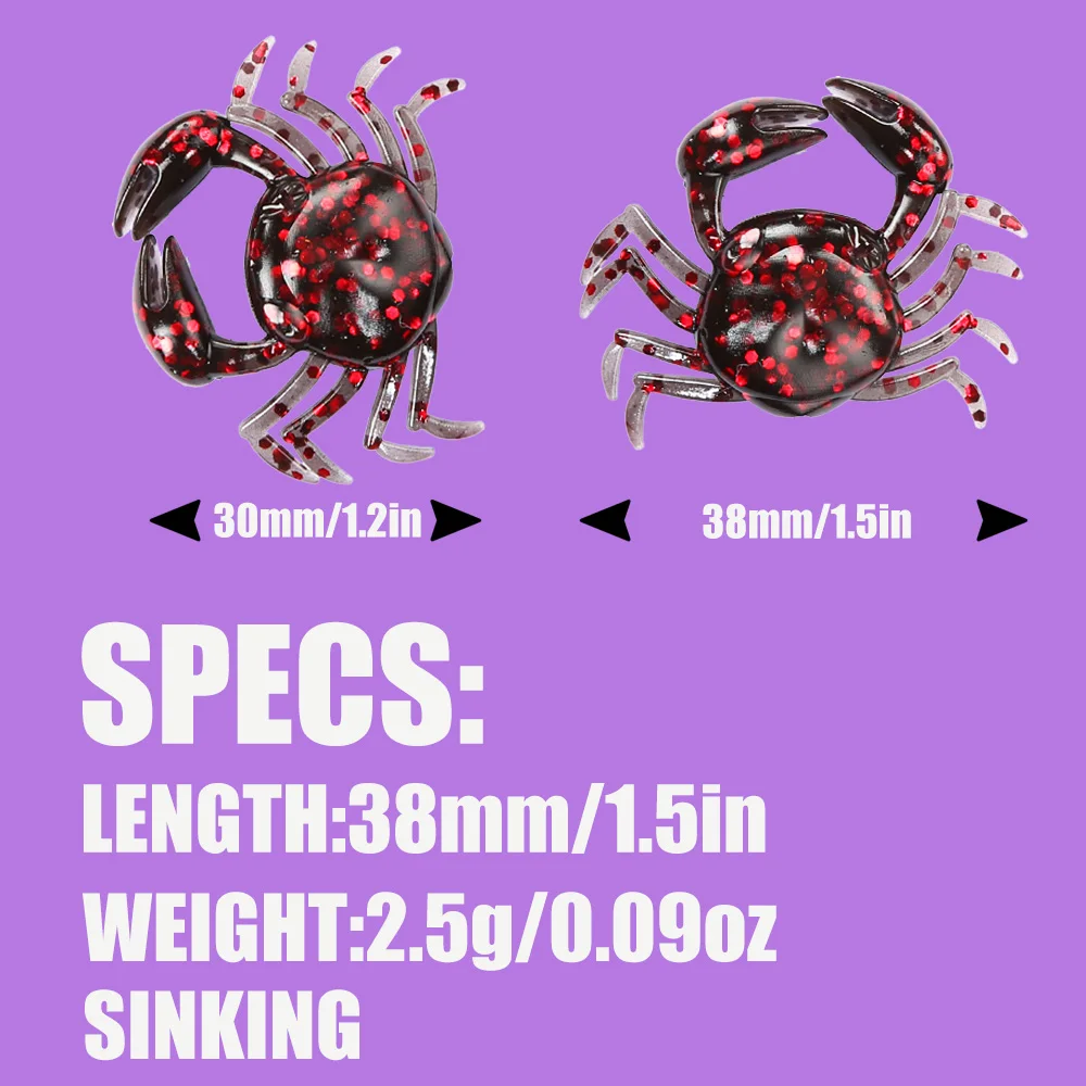 B&U 12pcs Crab Lure 3D Simulation Crab Bait Artificial Bait Soft Bait Bass Wrasse Cod Sea Fishing Hook Tackle Tool