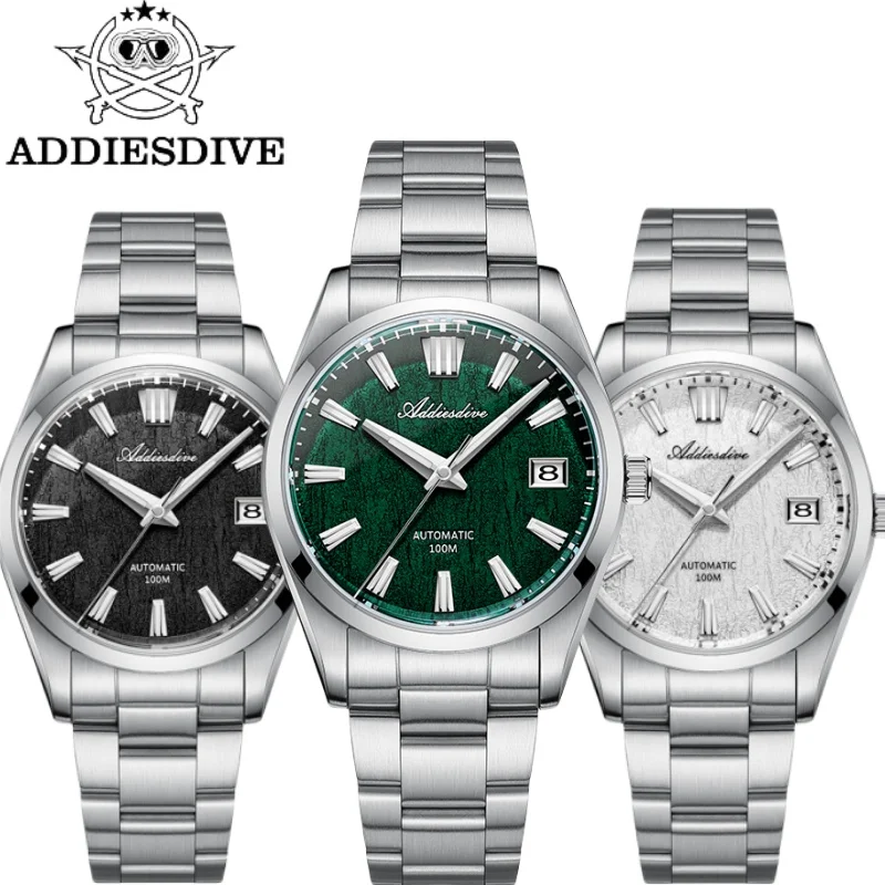 

ADDIESDIVE 39mm Men's Watch 100M Waterproof BGW9 Luminous Sapphire Glass 3D Bark Dial Automatic Mechanical Watch reloj hombre