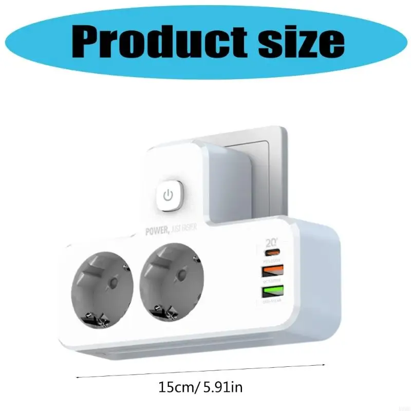 Power Strips met USB Multiple Socket USB Type C Socket -adapter met LED 896C