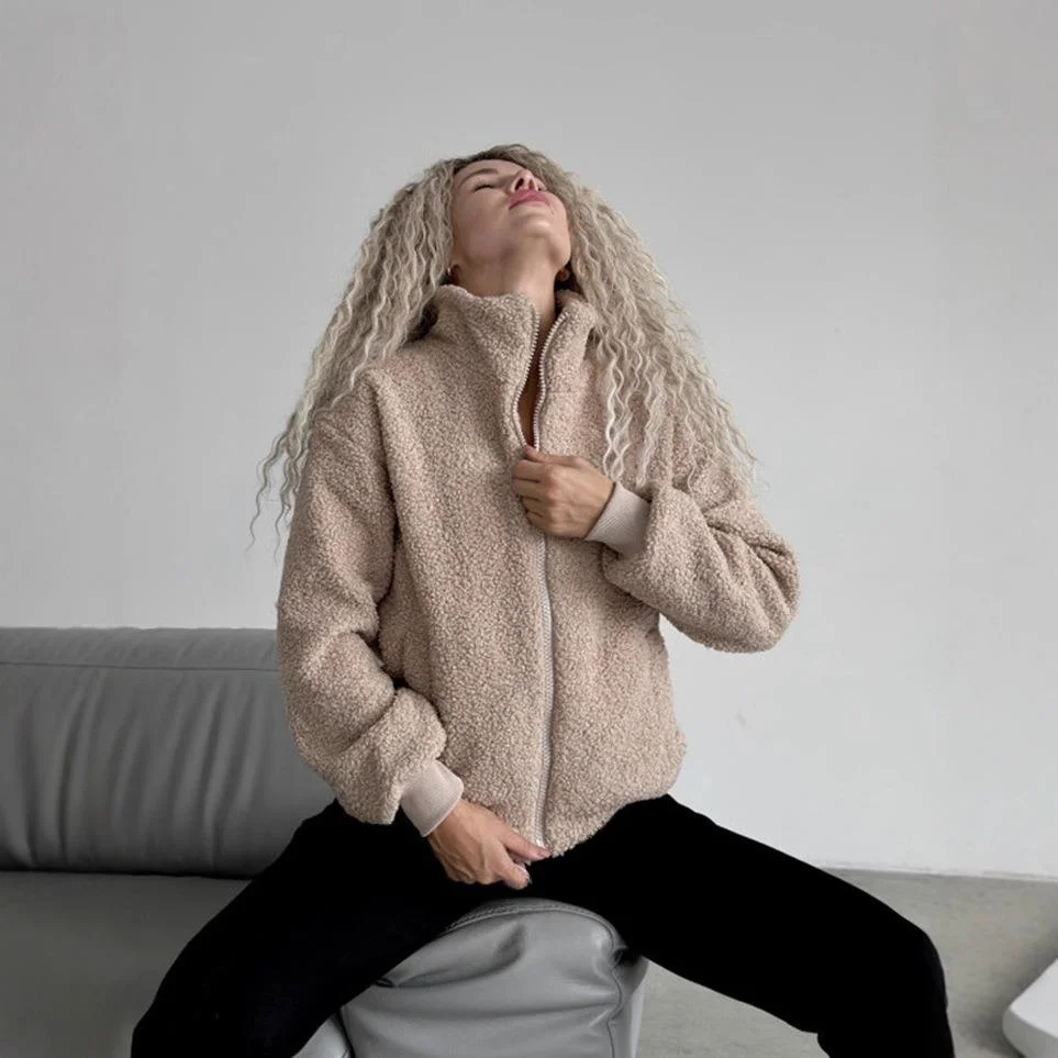 

Новая женская теплая меховая верхняя одежда: кардиган на молнии с длинными рукавами, осенне-зимняя, модная, повседневная, удобная одежда