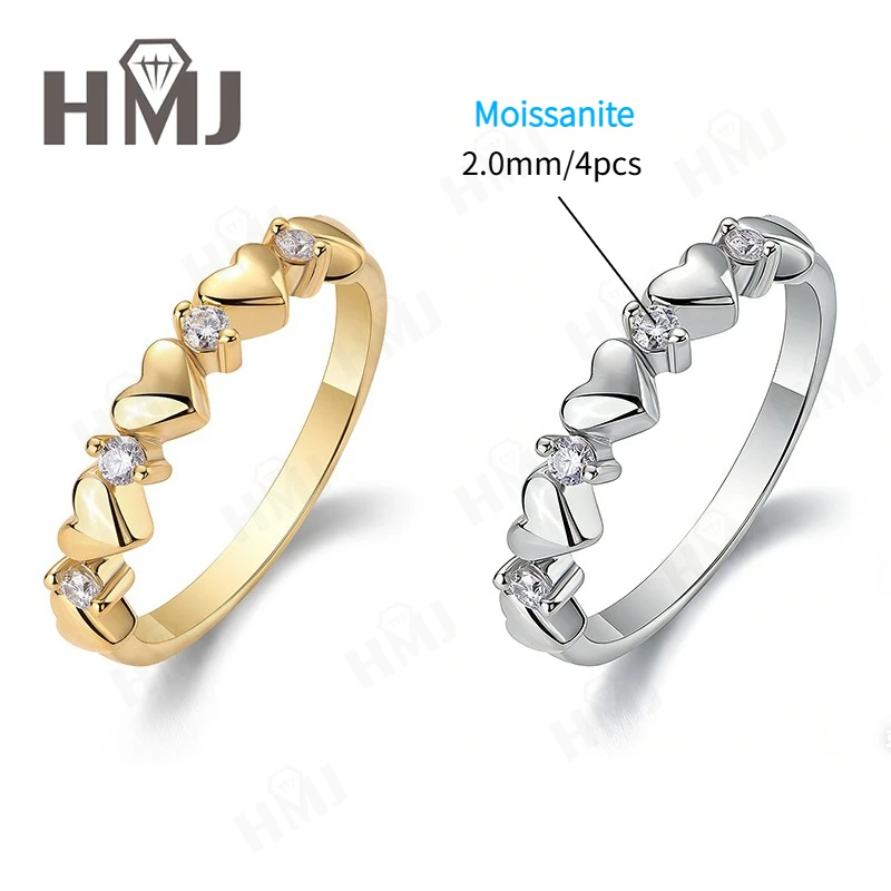 

S925 Sterling Silver Ring Moissanite D Color VVS1 Clarity Round Cut Fine Jewelry For Women Anniversary Wedding Band Birthday